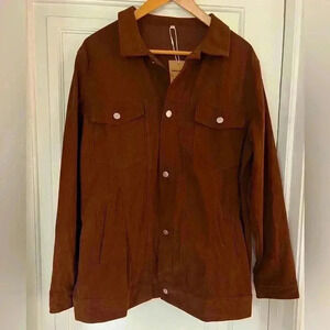 NWT Brand: MANLY Corduroy Shacket / Shirt Jacket - Brown, Size Large (L)